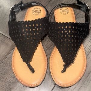 Girls Black suede Like thong Sandals
